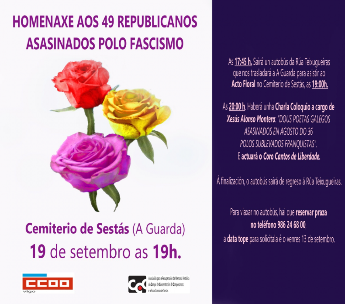 Cartel anunciador do acto en Sests